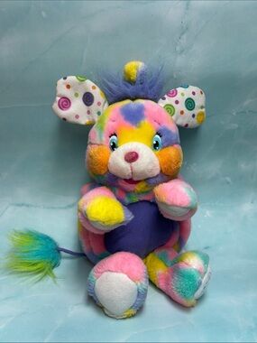 2001 PIXIE DOODLE POPPLE STUFFED ANIMAL PLUSH PEACE TIE DYED RAINBOW POPPLES